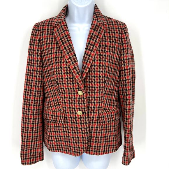 J. Crew Factory Schoolboy Wool Plaid Lined Blazer Autumn Colors Size 4 - Picture 1 of 10